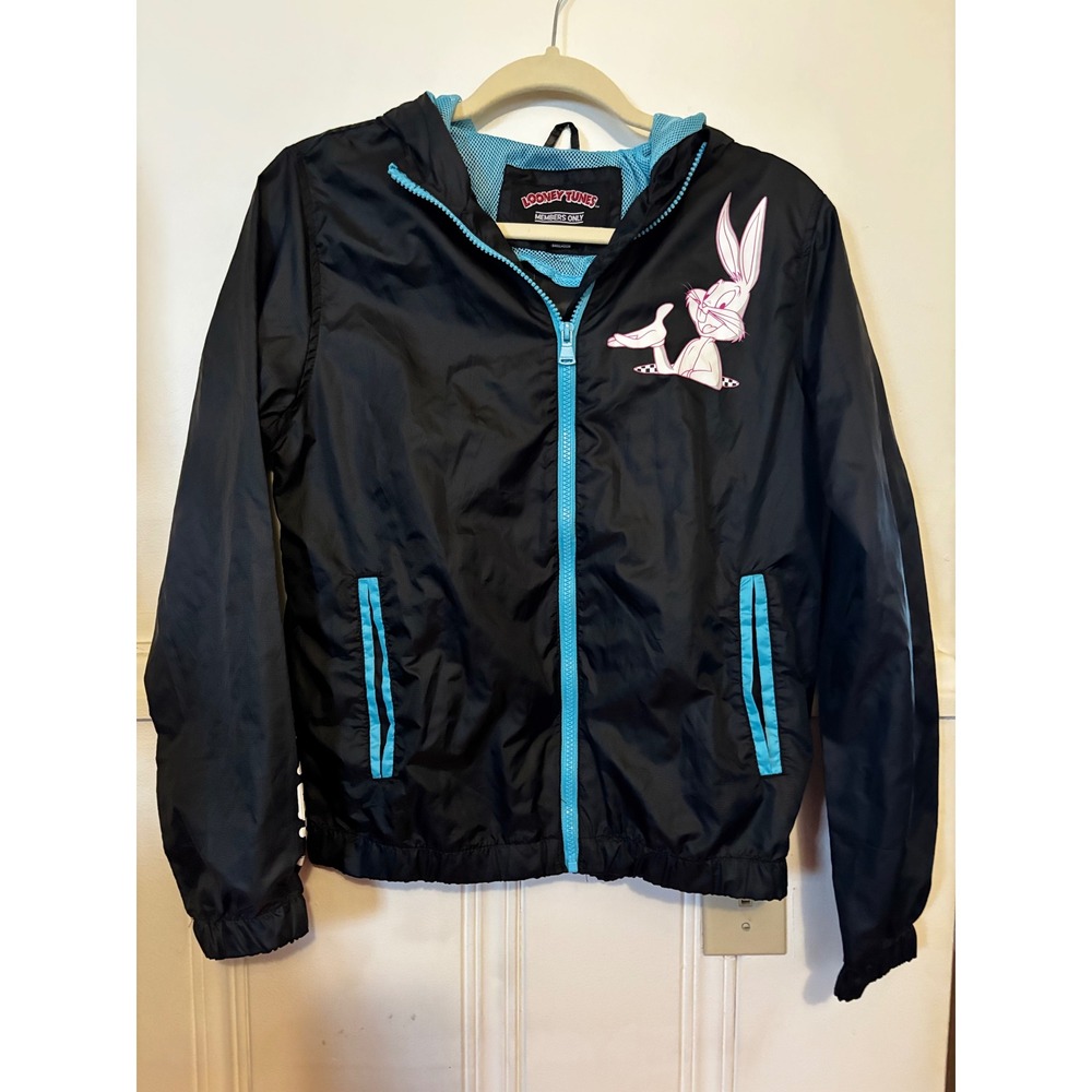 Members Only Looney Tunes Kids Hooded Windbreaker 18 Screen Print Bugs Bunny